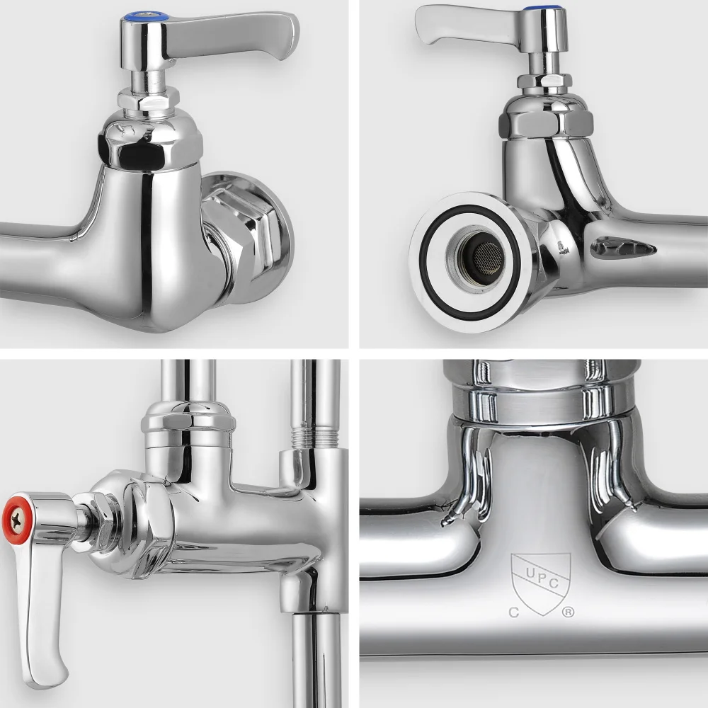 Backsplash Pre-Rinse Commercial Faucet Chromed with 12" Add on Pull Down Faucet Backsplash Pre-Rinse Commercial Faucet Chromed with 12" Add on Pull Down Faucet