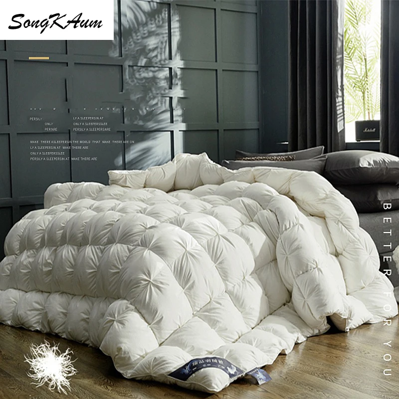 White Goose/Duck Down Quilt Five-star Hotel Twist Flower Duvets Comforters Cotton Cover 100% SongKAum summer quilt