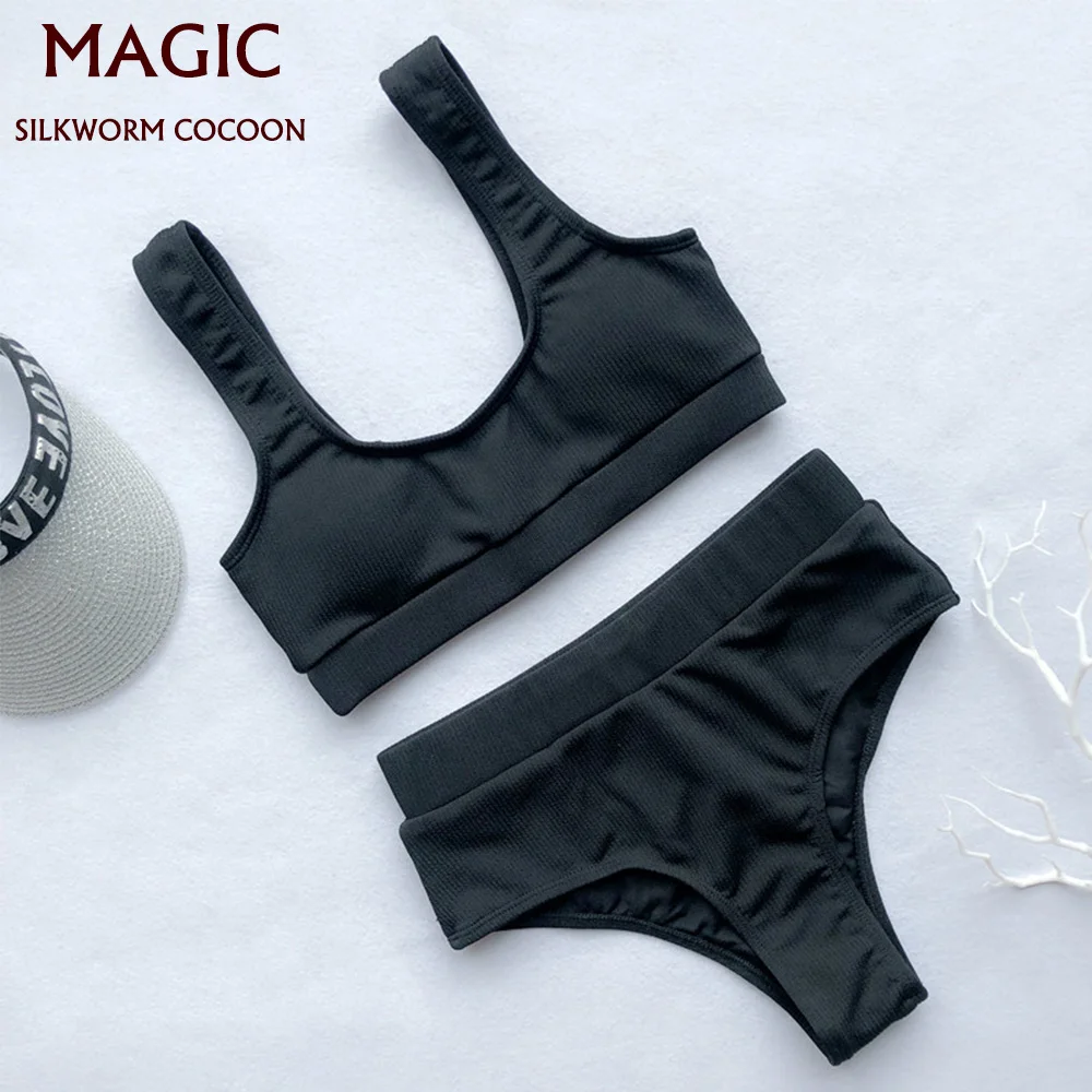 

Swimsuit Women New Black High Waist Bikini Set Push up Swimwear Sexy Two Piece Swimwear Female Bathing Suit Biquini Beachwear