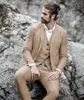 2022 Suit Men Linen Beige Beach Wedding Suits for Men Casual Man Blazer Custom Groom Tuxedo Jacket Pants Set Mens Suits 3 Pieces ► Photo 2/6