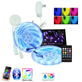 

Bluetooth LED Strip Lights 5M RGB 5050 SMD Flexible Ribbon Waterproof RGB LED Light 5M Tape Diode DC 12V Control Musical