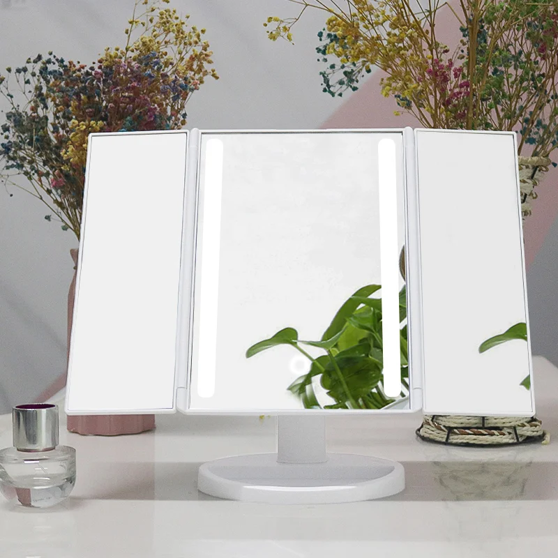 

Makeup Mirror with 16 Lights Table Desktop Makeup LED Touch Screen 1X/10X Magnifying Mirrors Vanity 3 Folding Adjustable Miroir