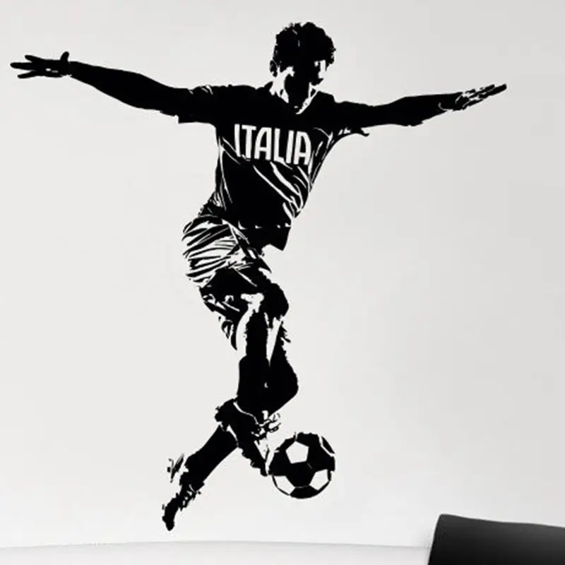 DCTAL Football Player Italia Sticker Sports Soccer Decal Helmets Kids Room Name Posters Vinyl Wall Decals Football Sticker
