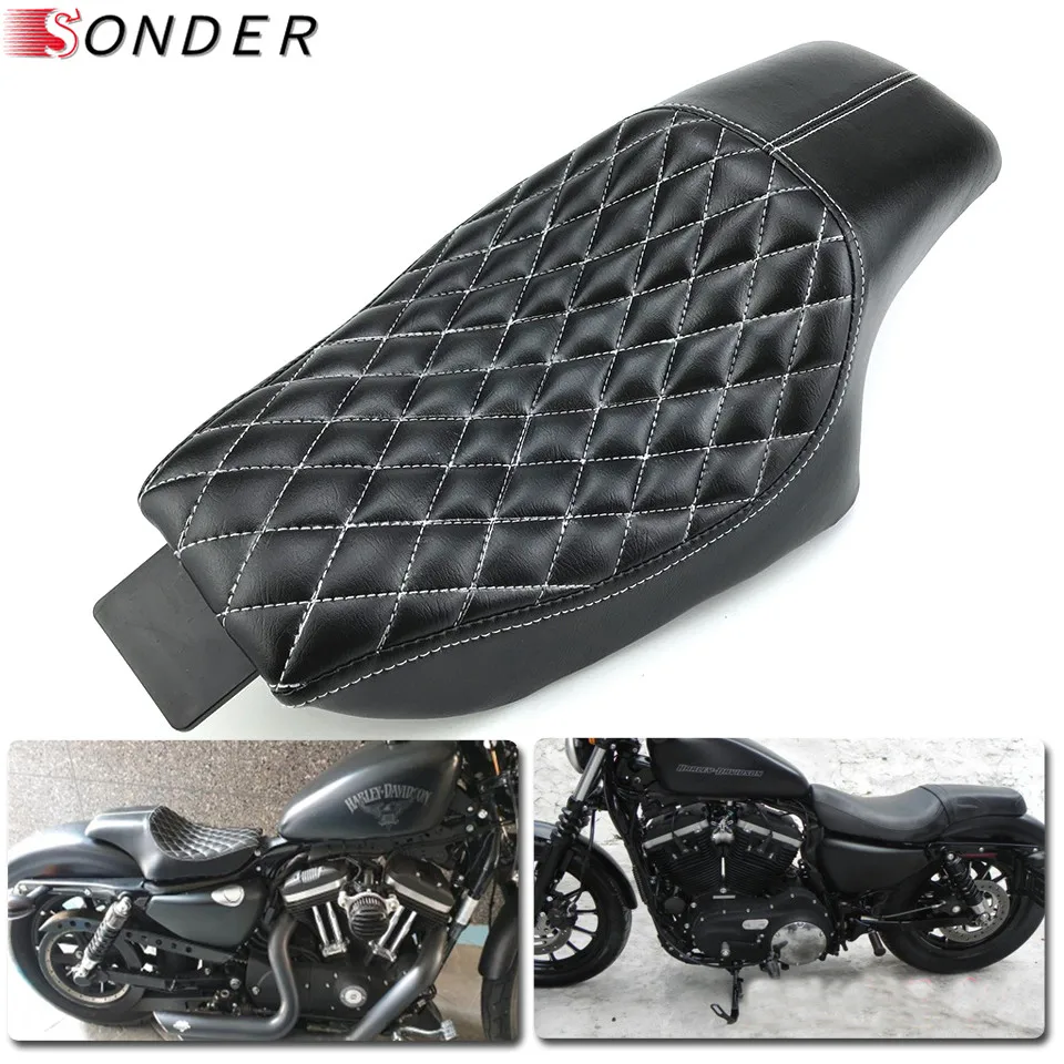 Для Harley Sportster XL 883 iron X48 XL883 1200 48-8 2004- мотоциклетное кожаное сиденье для водителя спереди и сзади