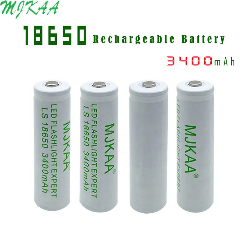 

MJKAA 4/6pcs 18650 Li-ion 3.7V 3400mAh White Rechargeable Battery Lithium Batteries for Flashlight Handlamp