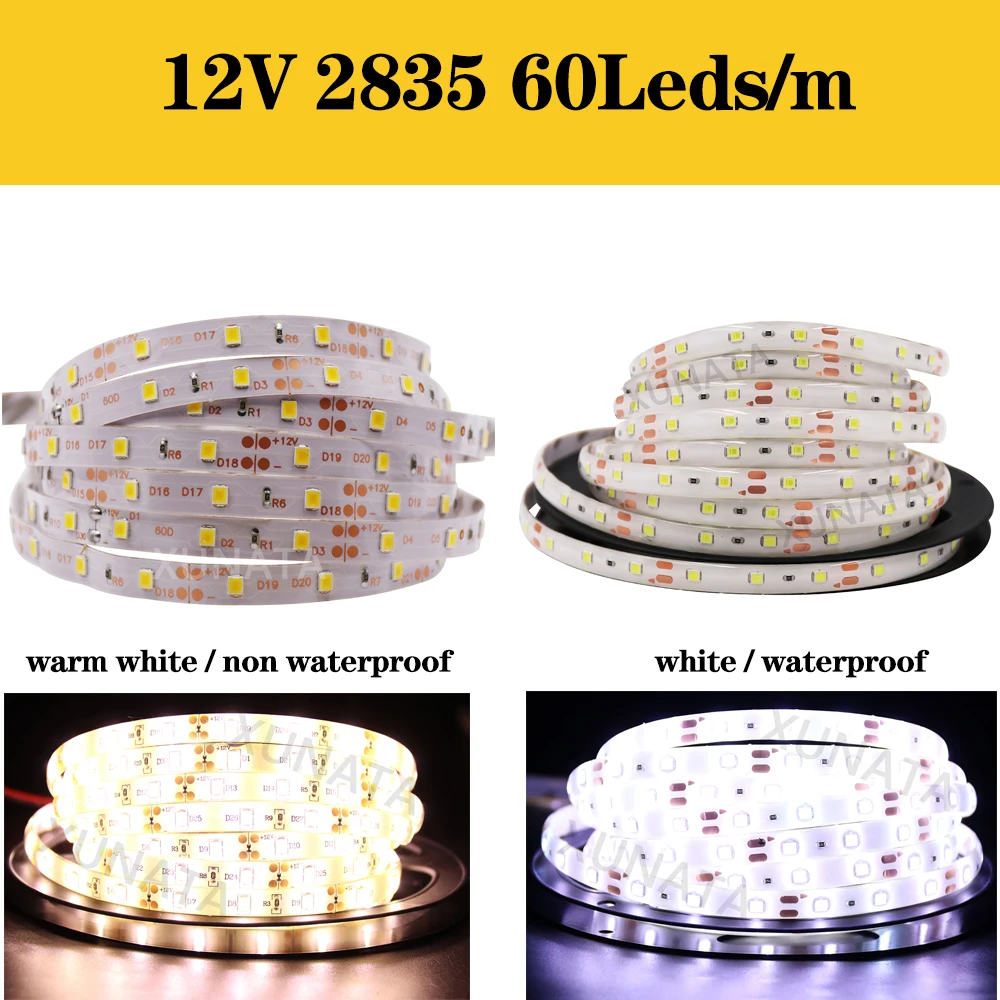 5 м DC12V 2835 SMD Светодиодная лента 300 светодиодный S 1200 светодиодный S 2400 светодиодный S водонепроницаемая лента стабильная супер яркая светодиодная лента украшение дома