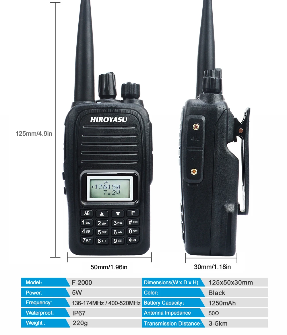 Двухдиапазонная рация VHF UHF IP67 водонепроницаемая VOX рация с скремблером и Роджером звуковой сигнал