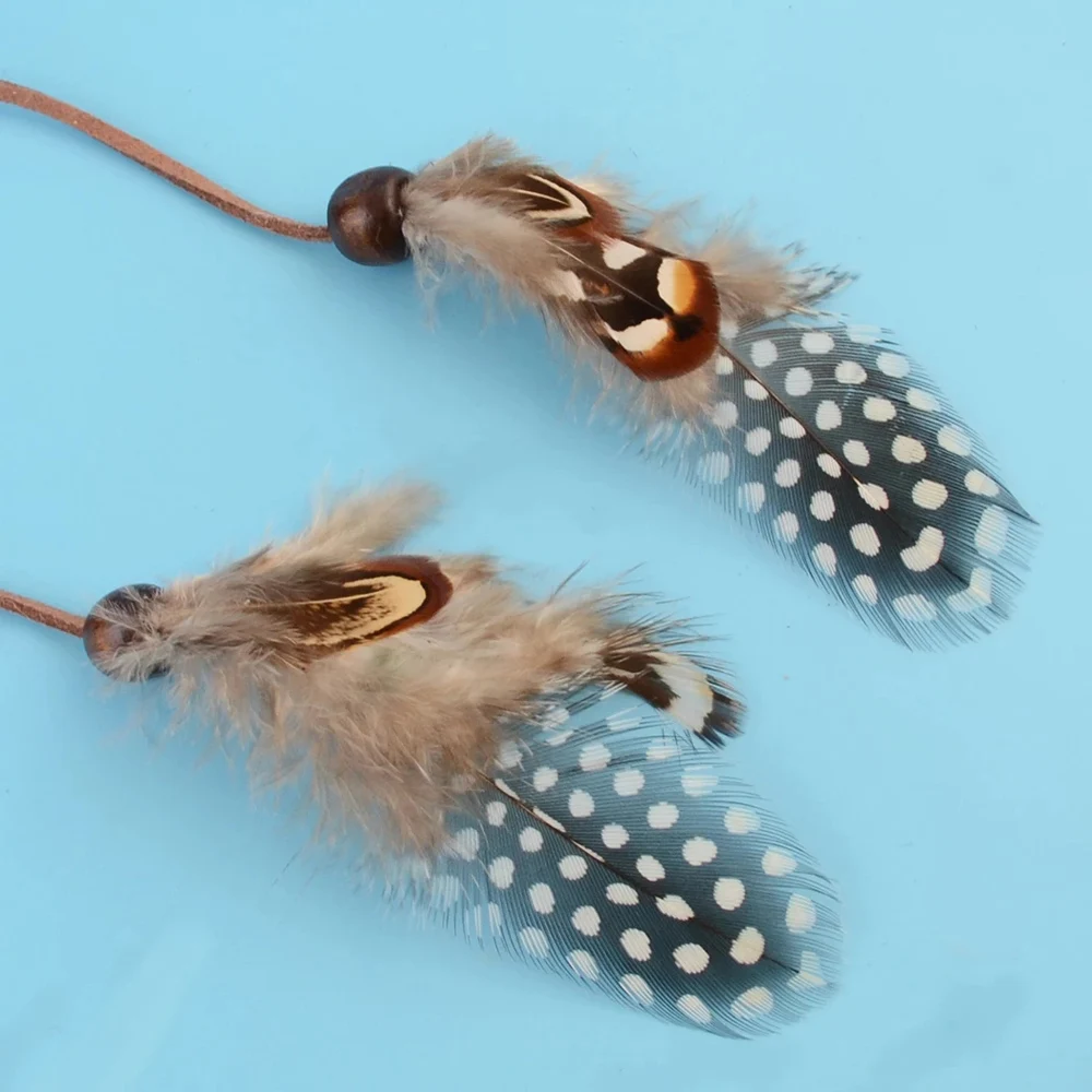 Gypsy Handmade Natural Feather Armlets & Bracelet Women Indian Bohemian Ethnic Tribal Leather Wooden Bead Adjustable Jewelry