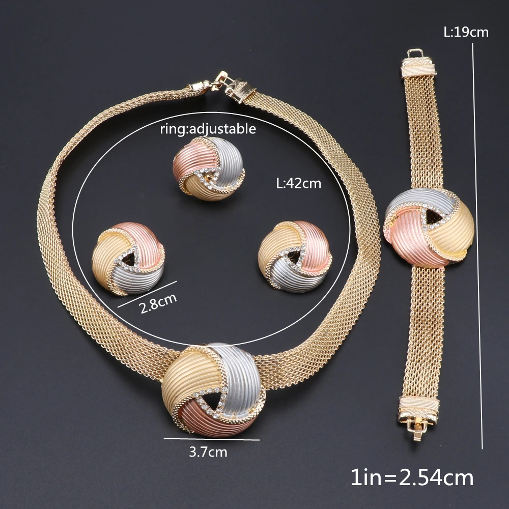 Exquisite Dubai Silver Color Necklace Earrings Set Wedding Accessories Jewelry Set African Women Costume Jewelry