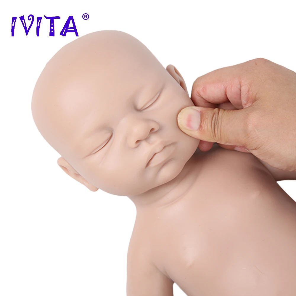 Кукла-младенец IVITA WG1507 силиконовая Неокрашенная с закрытыми полностью глазами 46