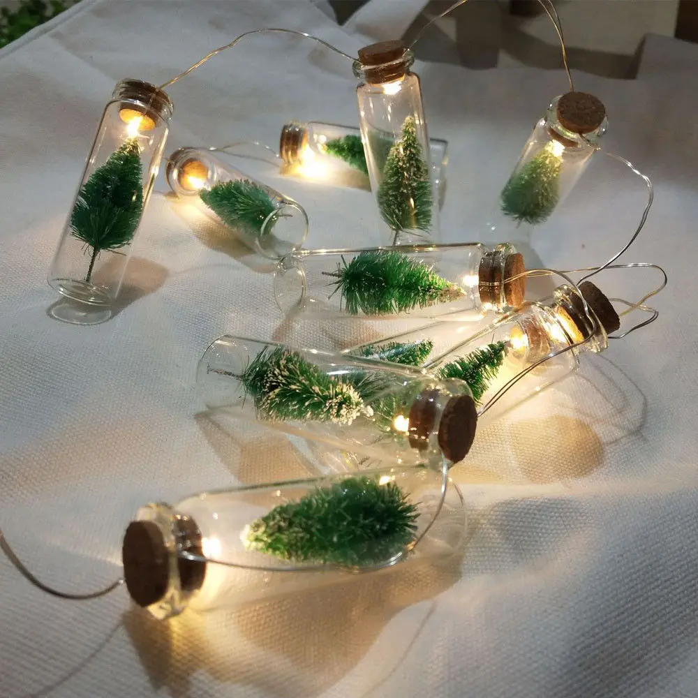 

New Christmas Tree Wishing Bottle LED Lights Christmas Pendant Drop Ornaments Xmas Home Decoration Creative Gifts no battery