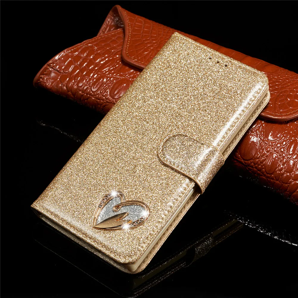 

Glitter Bling Case For Samsung Galaxy S9 Plus Flip Leather Book Love Jewell Cover For Samsung S9Plus S 9 Plus Protective Case