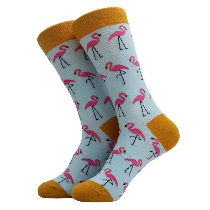 Прямая сделка модные брендовые мужские хлопковые носки теплые Фламинго принтеды Повседневное платье для SOX