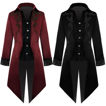 

Medieval Costume Court Lapel Buckled Tuxedo Dinner Jacket Men Women Slim Coat Magician Cosplay Halloween Carnival Suit