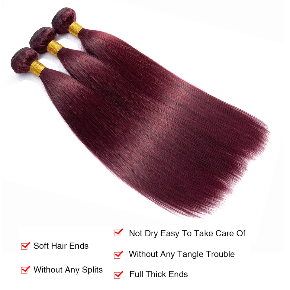 Brazilian Straight Human Hair Weaving 1/3/4 Bundles 27# Blonde 99J BUG Ombre Remy Hair Extensions Double Wefts human hair bundles