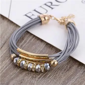 Леопардовые кожаные браслеты для женщин, модные браслеты и браслеты, элегантные многослойные широкие браслеты с подвесками, ювелирные изделия - Окраска металла: SL920