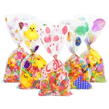 

50Pcs Cute Rabbit Egg Ear Biscuit Bag Happy Easter Candy Biscuit Gift Bag Snack Baking DIY Packaging Supplies Easter Decoration