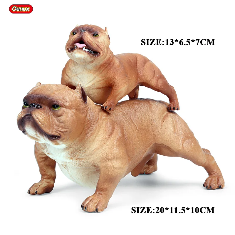 2pcs Bully dog Oenux Милая большая собака животное моделирование щенок Шиба ину бульдотерьер Померанский бык собака фигурки ПВХ милые модели домашних животных игрушки - Цвет: 2pcs Bully dog