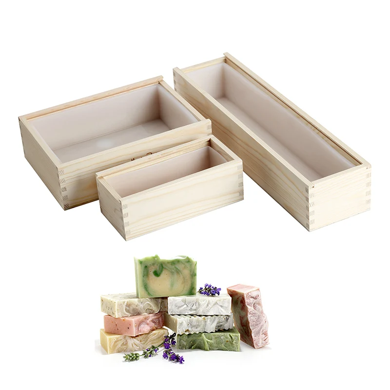 SiliconeSoapMoldsRectangleLoafSoapMouldwithWoodenBoxHandmade