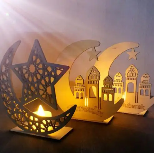 ИД Мубарак Рамадан деревянные украшения мусульманский ислам ИД вечерние принадлежности Луна Звезда деревянная табличка подвесное украшение - Цвет: 3pcs
