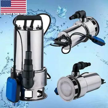 

1.5HP Water Submersible Pump Stainless Steel Silver Clear Dirty Pool Pond Drain