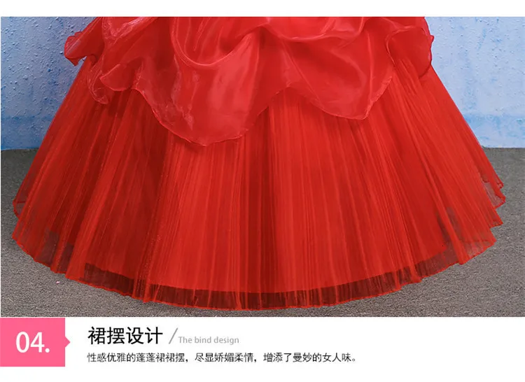 Красное свадебное платье с открытыми плечами, элегантное бальное платье без бретелек, кружевное свадебное платье принцессы, свадебное платье