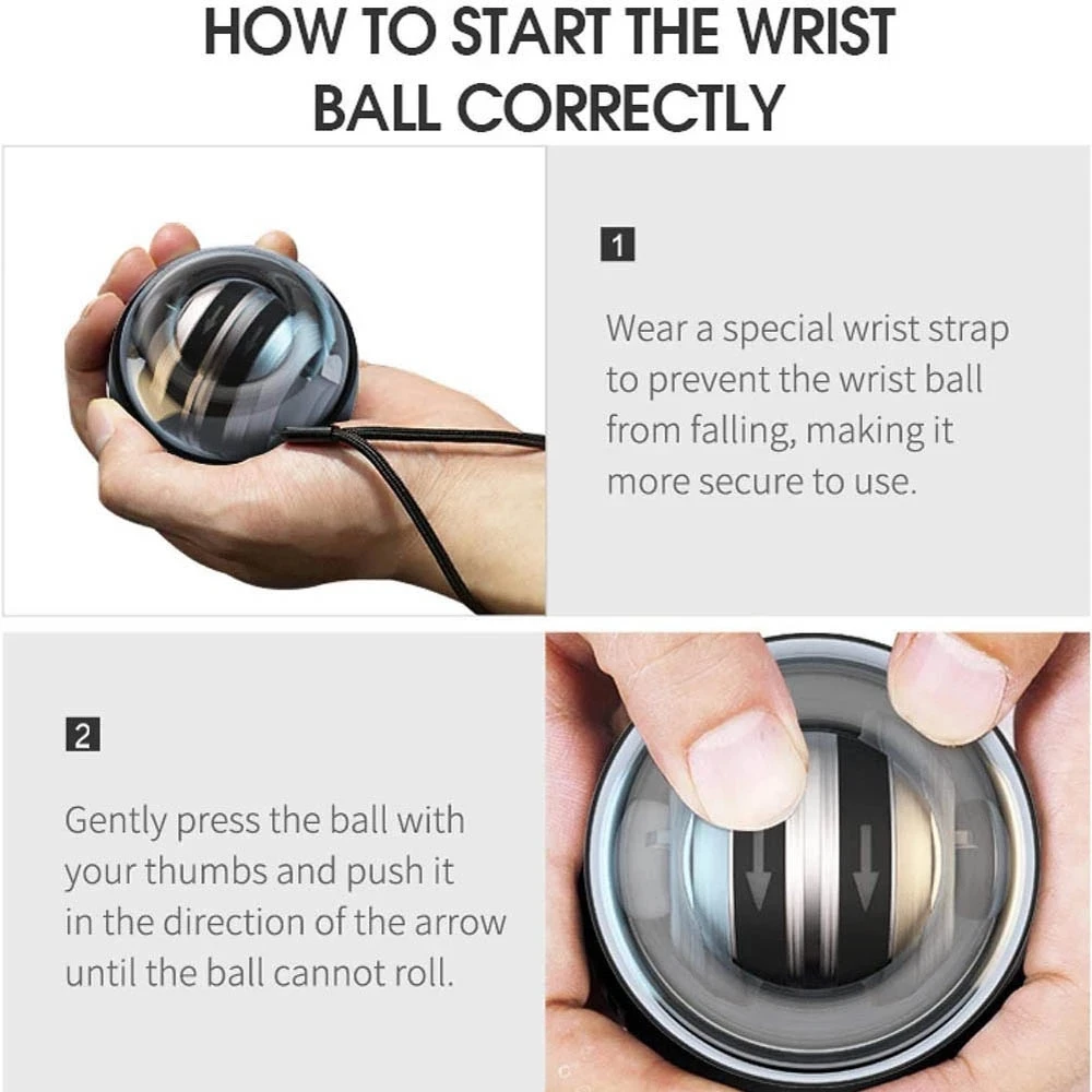 Power Wrist Ball For Gyroscope Spinning Wrist Rotor Gym Hand grip Exerciser Gyro Fitness Ball Muscle Relax Strength Force 30LBS hand strengthener gyro ball wrist exerciser hand grip strengthener gyro wrist ball power ball hand grip trainer