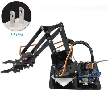 

4DOF DIY Robotic Arm Set Mechanical Learning Kit MG90S Acrylic Toys Manipulator Claw Grab Remote Control Assembly For Arduino