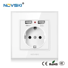 NOVSKI розетка с usb 2.1A настенное зарядное устройство розетка 16А мощность AC 110-250V Schuko F штекер французский тип CE Rohs CCC Сертифицированный