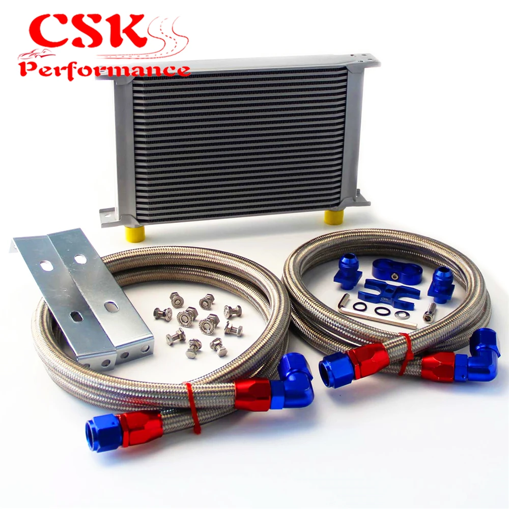 ^*Best Offers 25 Row 248mm AN10 British Oil Cooler Kit w/ Brackets Fits For BMW E36 Euro E82 E9X 135/335 E46 M3 E90 E92 Black/Silver
