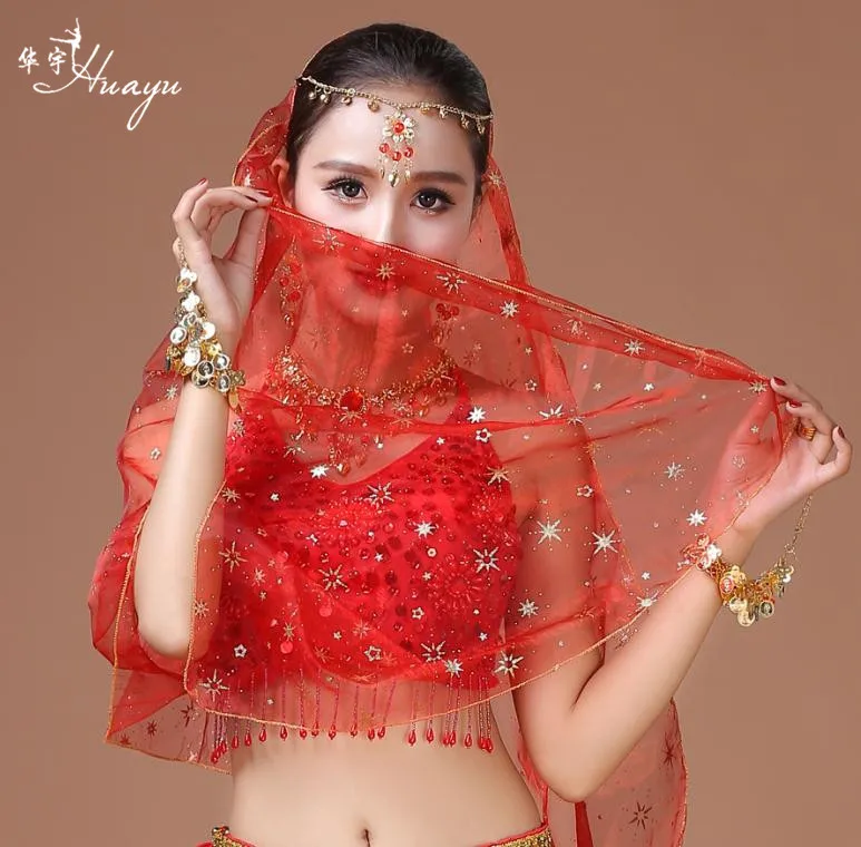 

New Style Indian Dance Belly Dance Veil Snowflake Gold Powder Veil Women's Adult Performance Single Product