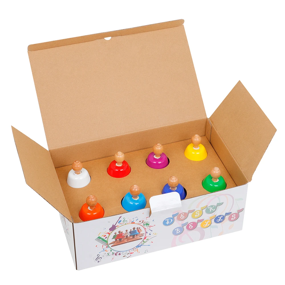 Kids Musical Instrument Toys Handbell Hand Bell Eight Tone Colorful Class Bell Baby Early Education Christmas Gift
