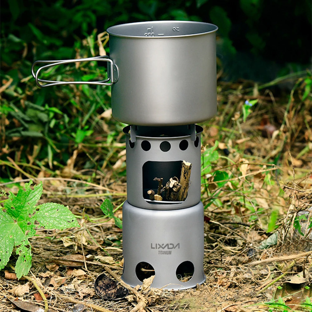 Lixada Portable Camping Wood Stove Folding Lightweight Titanium Wood  Burning Backpacking Stove for Outdoor Hiking Cooking Picnic - AliExpress