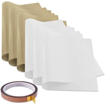 

6 Pcs PTFE Sheet with 1 Heat Tape for Heat Press Transfer Paper Non Stick Heat Resistant Baking Sheet Craft Mat