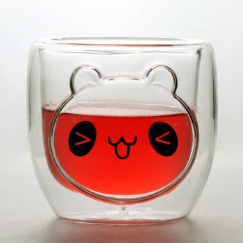 

Cute Cartoon panda Glass with double walls Drinking Coffee Wine Tea Milk Water Cup Mugs March 8 Day Gifts