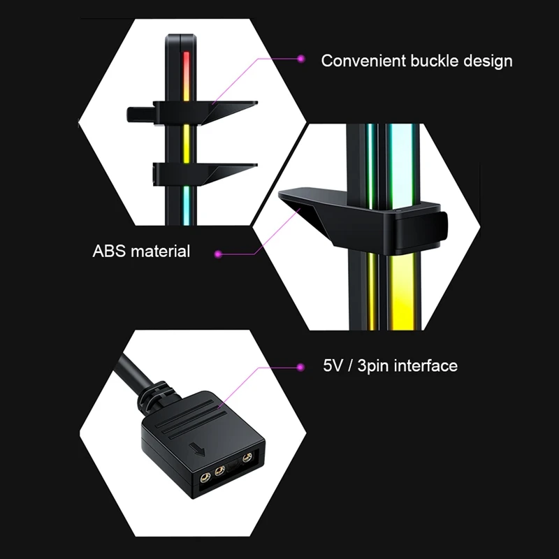 netic Headset Holder Stand 5V 3Pin ARGB Light Ie Card Vertical Stand