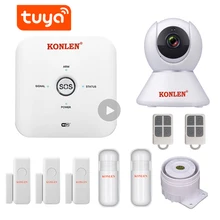 KONLEN Tuya Smart Life MINI wifi GSM домашняя система охранной сигнализации Беспроводная с ip-видеокамерой Alexa Google Home Голосовое управление