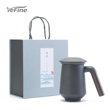 

YeFine Ceramic Wooden Handle With Filter Office Household Flower Tea Cup