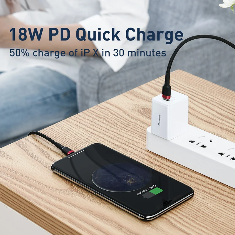 Baseus 18 Вт Кабель для быстрой зарядки PD для iPhone usb type C для Lightning Apple зарядный кабель usb C для L для iPhone кабель для передачи данных