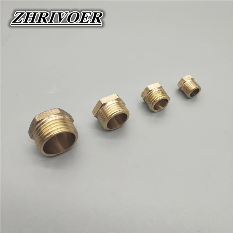 

1/8" 1/4" 3/8" 1/2" 1" BSP Male Thread Brass Pipe External Hex Head Brass End Cap Plug Fitting Coupler Connector Adapter Copper