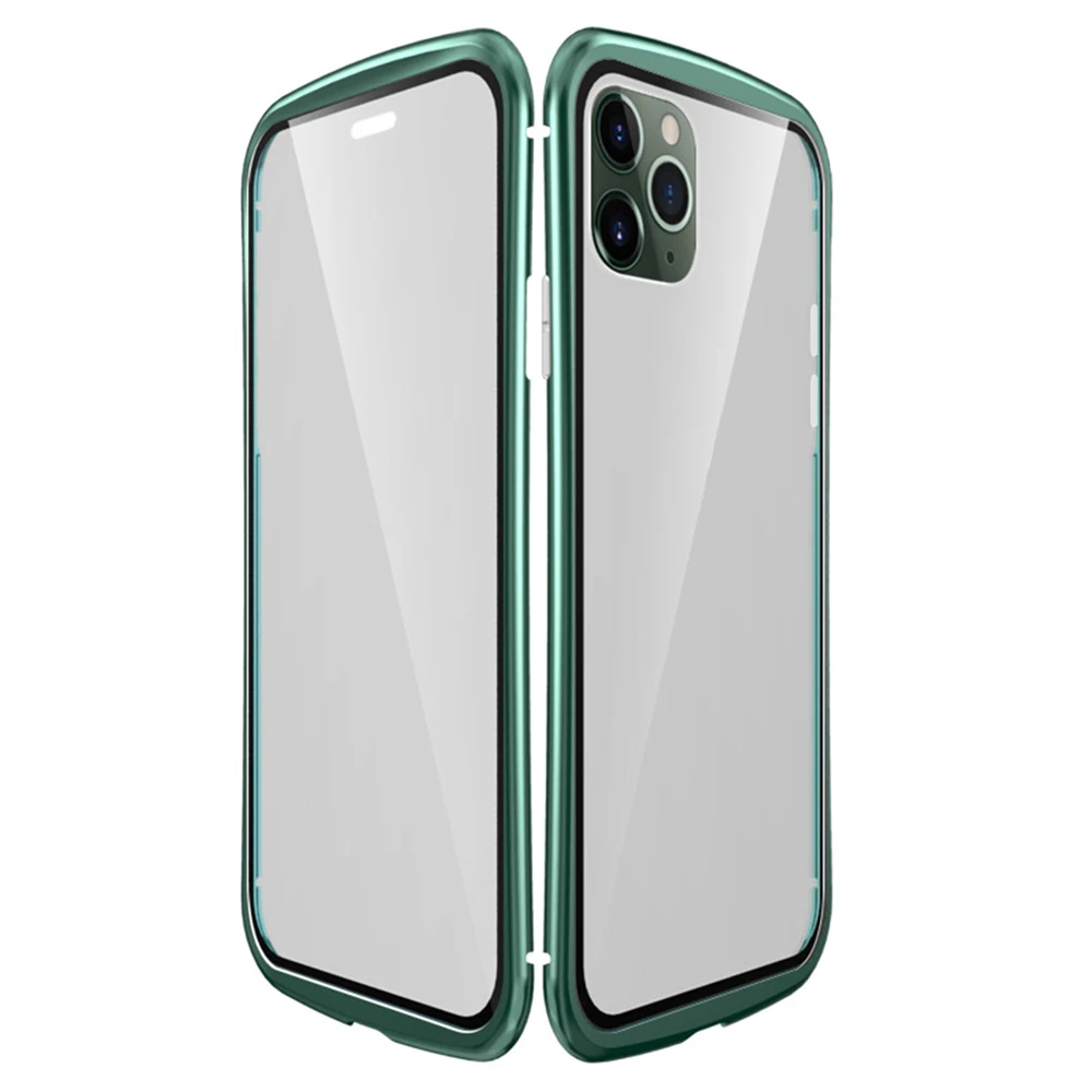 Чехол для телефона для iphone 11 для iphone 11pro для iphone 11Pro Max металлическая рамка двойное закаленное стекло Прозрачный Магнитный Корпус
