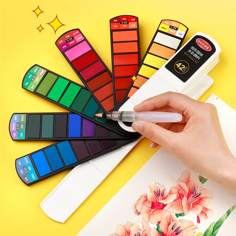 Handy Watercolor Travel Kit Fan Shape Foldable Watercolor Paint Set Solid  Watercolor Paint Set Students Paint Art Supplies - AliExpress