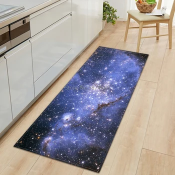 

Kitchen Carpet Entrance Doormat Waterproof 3D Cosmic Starry Sky Pattern Home Bedroom Floor Mat Hallway Bathroom Anti-Slip Rugs