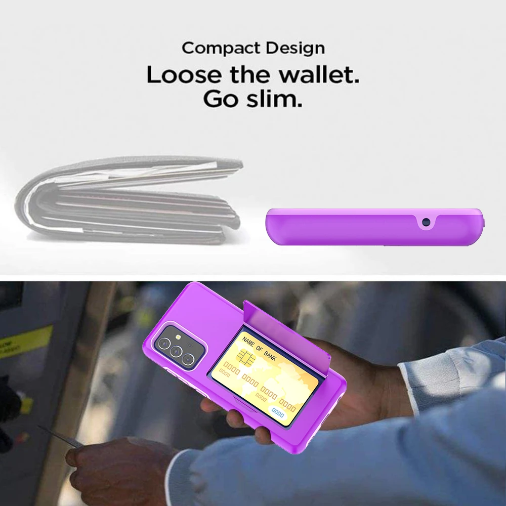 Wallet 3-Card Slot Credit Card Holder Case for Samsung