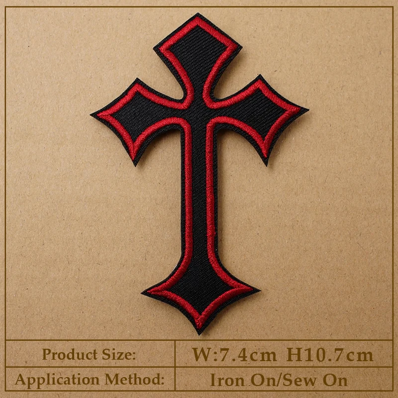 CROSS Embroidered Applique Patches Fabric Garment Apparel Clothing Accessories Embroidery Badges Red Yellow Gold Silver Blue