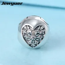 Зимняя коллекция сердце зимы клип амулеты серебро 925 пробы ювелирные украшения подходят браслеты из бисера DIY подарок на Рождество KT087