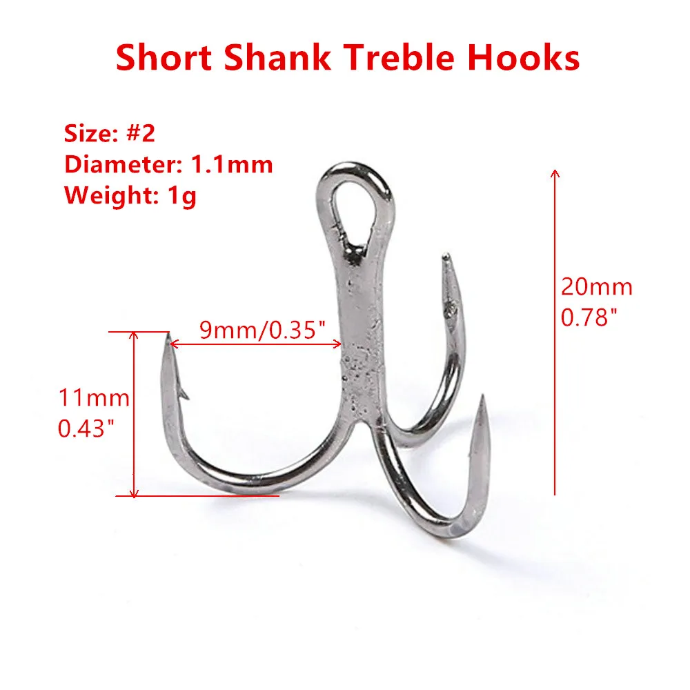 100pcsMIZUGIWATrebleFishingHooksShortShankTrebleHooks212CarbonSteelBarbed