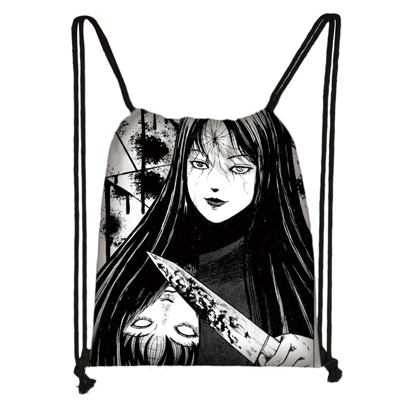 Horror manga drawstring сумка Junji Ito Женская и мужская сумка для хранения Jorogumo/slug девушка холщовый рюкзак дорожный рюкзак Подростковая сумка - Цвет: skdmanga19