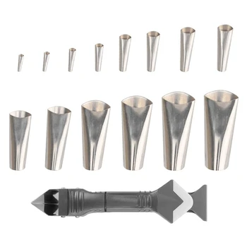 

NEW-Caulking Finisher Kit - 14Pcs Stainless Steel Caulk Nozzle, 3 in 1 Caulking Tools - Sealant Caulking Finishing Tool