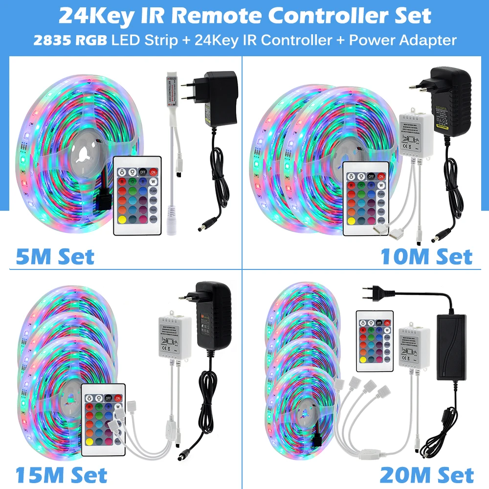 Светодиодный ленточный светильник RGB 2835 / 5050 5 м 10 15 цвет сменный гибкий
